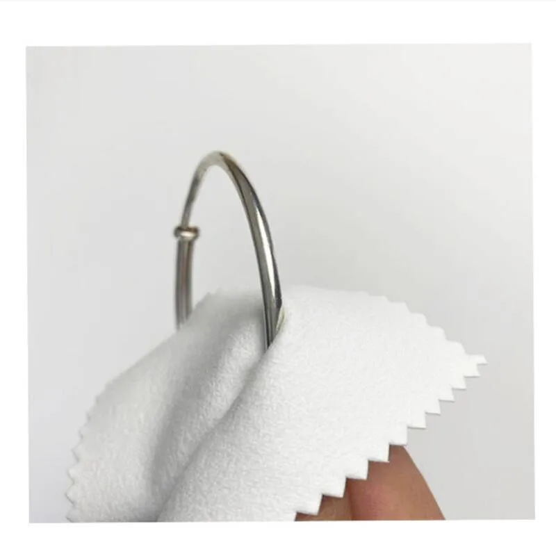 200 PCS 8*8cm Micro Suede White Gray Black Anti Tarnish Silver Jewelry Polishing Cloth Cleaning Clothes Custom Size Printed Logo