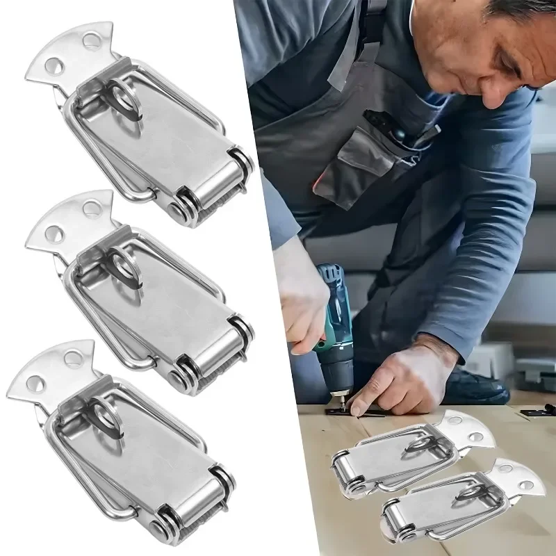 Duck-mouth Buckle Hook Stainless Steel Buckle Padlock 1/10PCS Wooden Box Furniture Cabinet Door Lock Luggage Latches Clip furniture hardware,toggle latches,jewelry box hasps,decorative latches