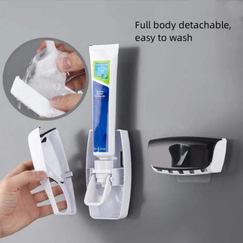 Wall-Mounted Toothbrush & Toothpaste Holder Set With Automatic Dispenser And Cup 2