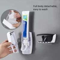 Wall-Mounted Toothbrush & Toothpaste Holder Set With Automatic Dispenser And Cup 2