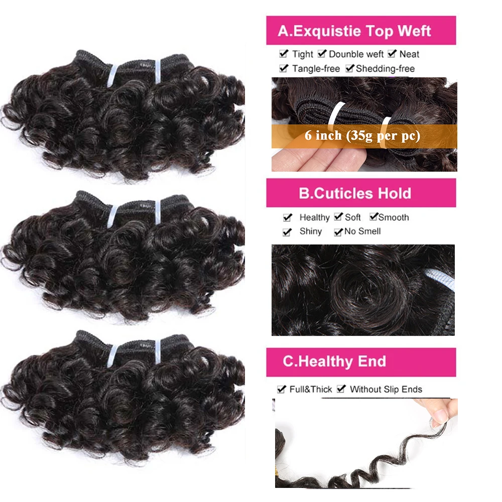 Human Hair Bundles Bouncy Curly Bundles with 4x4 Lace Closure Brazilian Remy Human Hair Extensions Natural Water Wave Dark Brown Color Hair