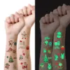 10 Sheets Christmas Luminous Tattoo Stickers,Cartoon Snowman Christmas Patterns,Glow In The Dark Waterproof Temporary Tattoos 1
