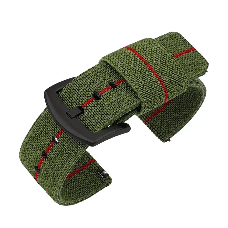 Military-Style Nylon Woven Elastic Watch Band - Army Green