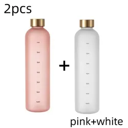 1 - Liter Motivational Time - Marker Sports Water Bottle - Portable & Reusable Plastic Cup - 1.0L (2)