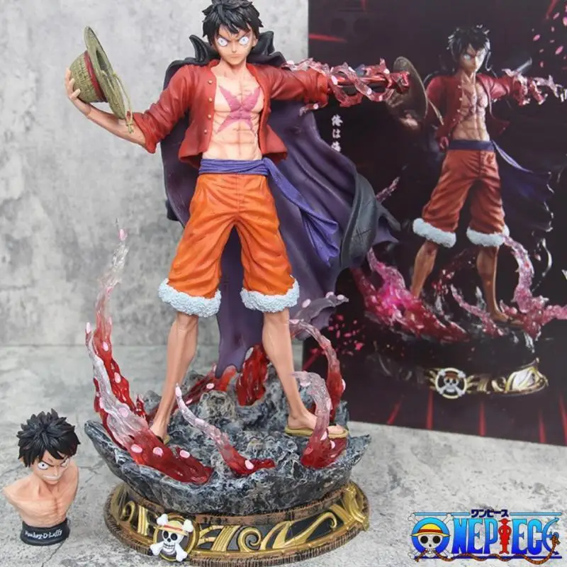 

Фигурки аниме One Piece, 37 см, обезьяна, D, Луффи, Сакура, 2 головы, статуя Gk из ПВХ, Коллекционная модель, украшение, игрушки, подарки
