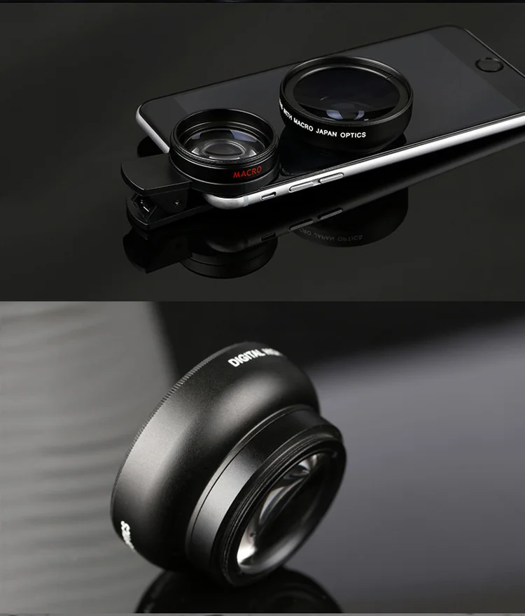 2 In 1 Mobile Phone Lens 0.45X 49mmUV Wide Angle Len 12.5x Macro HD Camera Lens For IPhone Huawei Xiaomi Samsung With Phone Clip