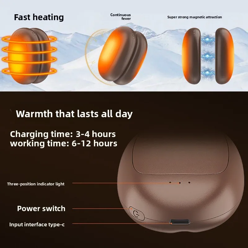 2in1 Magnetic Hand Warmers 3 Adjustable Heat Settings Fast 3 Second Heating Dual Sided Warmth Massage USB