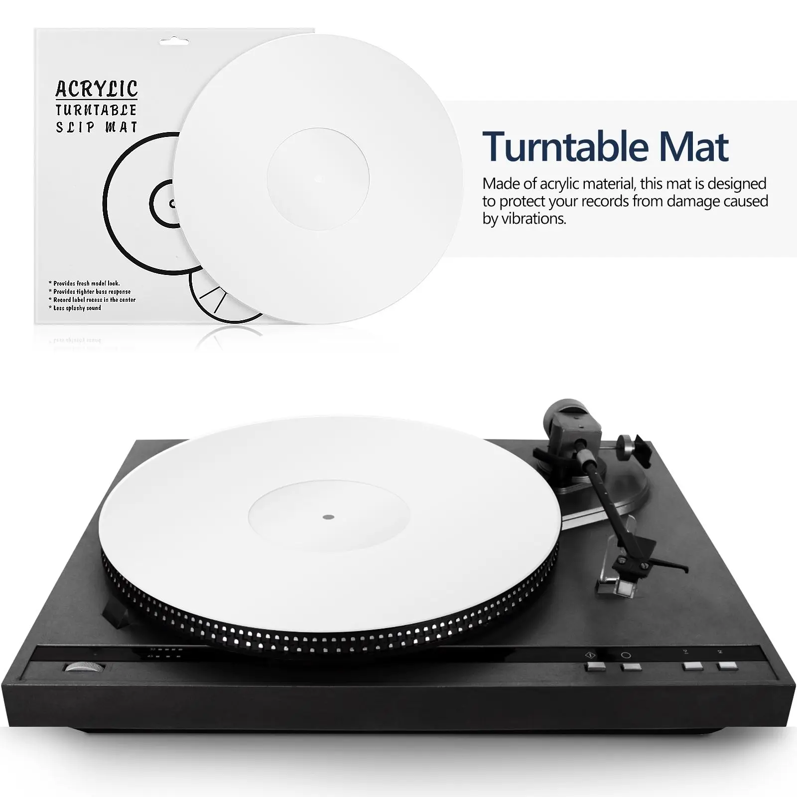 12 Inch White Acrylic Record Mat Vinyl Player Recorder Protective Turntable Slipmat Accessories Pad
