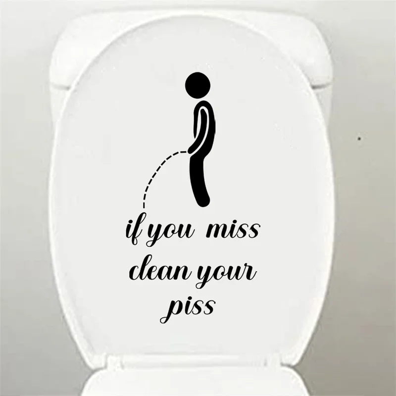 1 Pc Funny Toilet Warning Toilet Stickers Child Urination Lid Decoration Creative Self-adhesive Removable Wall Stickers