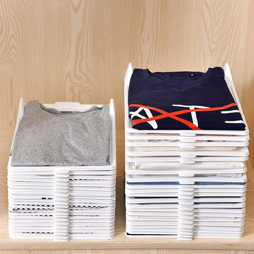 Layered Folding Clothes Storage Board  Pants T-Shirt Organizer Rack for Home Wardrobe Short Sleeve Classification Stacking Board 2