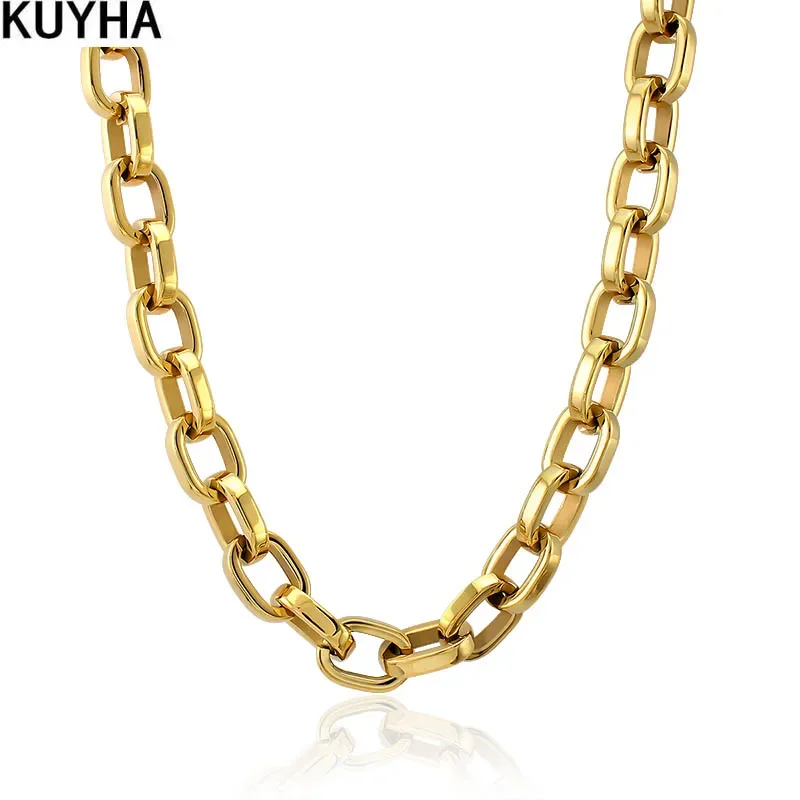 

Ожерелье из нержавеющей стали 316L, толстая Роскошная цепочка с круглыми звеньями, ювелирное изделие, чокер в стиле панк, модная мужская бижутерия, подарок, индивидуальная длина