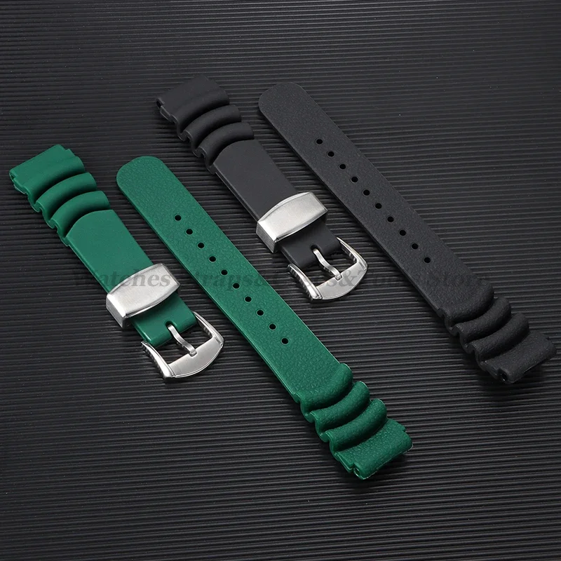 Premium Silicone Watch Band – Green Water Ghost Abalone Design with Ring Clasp and Pin Buckle