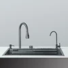 304 Stainless Steel Waterfall Kitchen Sink Large Single Slot Integrated Digital Display Faucet Set Soap Dispenser knife Board 5