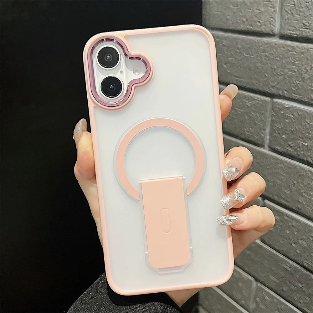 Coque de téléphone magnétique translucide mate pliable pour iPhone 16 15 14 13 12 11 Pro Max, coque arrière givrée antichoc de luxe_voghion.com