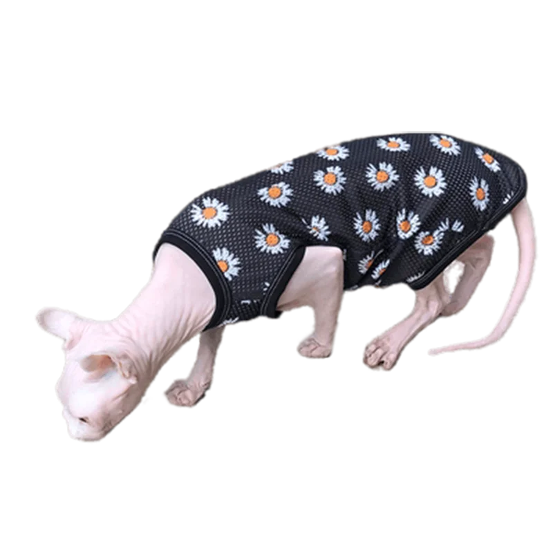 

Sphinx Devon Rex Summer Stretchy Hairless Cat Clothes Mesh Breathable Kitty Outfits Vest Dirt-resistant Clothes for Cats Sphynx