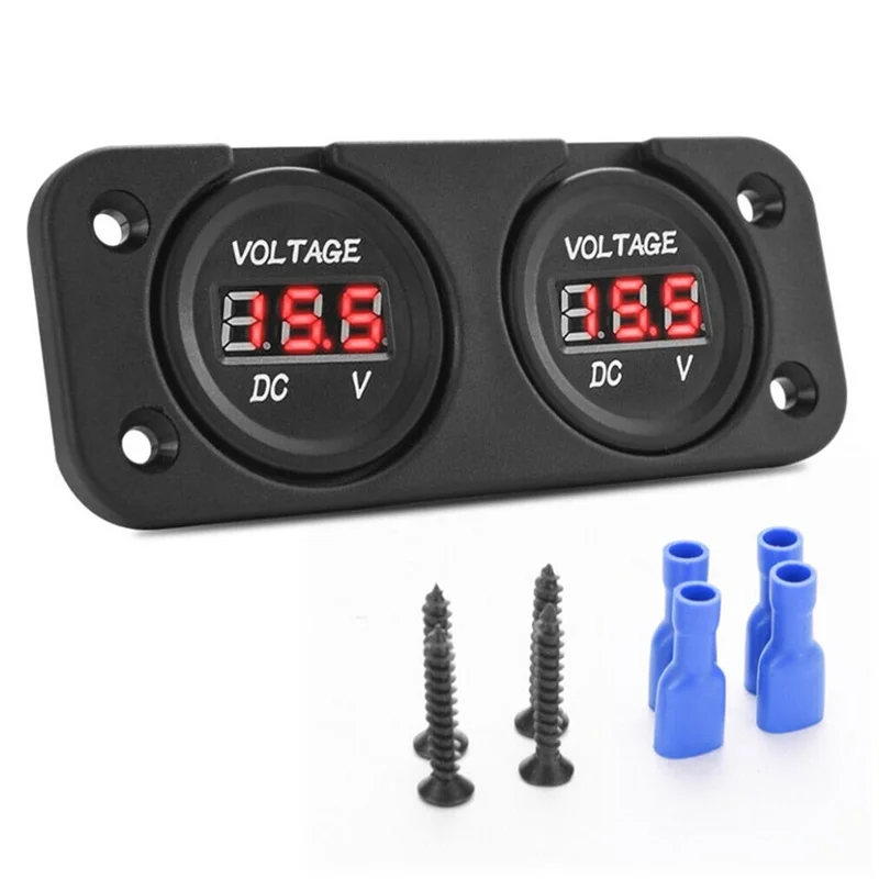 DC 12V/24V 디지털 전압계 방수 자동차 듀얼 배터리 LED 디지털 전압계 보트 전압 해양 게이지