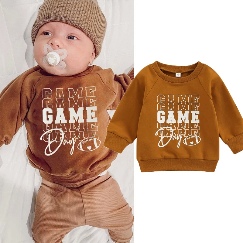 FOCUSNORM 0-3Y Autumn Causal Baby Boy Girls Sweatshirt T Shirts 4 Style Letter Printing Long Sleeve Pullover Outwear
