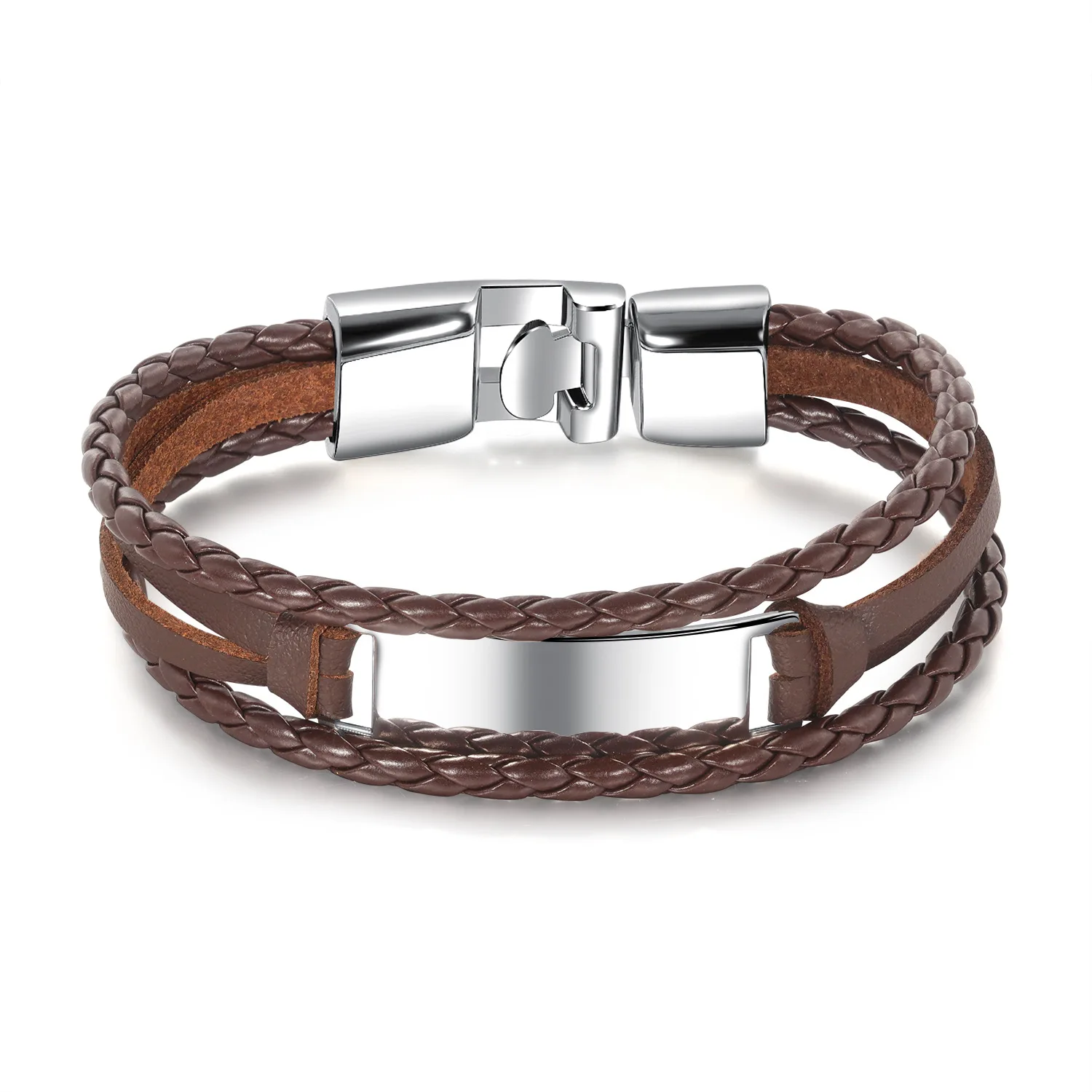 

GCW1 Silver Charm Bracelets for Men 2023 Men's Fashion Buddhist Peace Totem Leather Bangle Argentum Amulet Jewelry