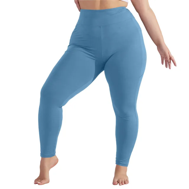 Plus size yoga pants women high waisted hip lift athletic leggings slim sports capri pants with pockets solid color sweatpants