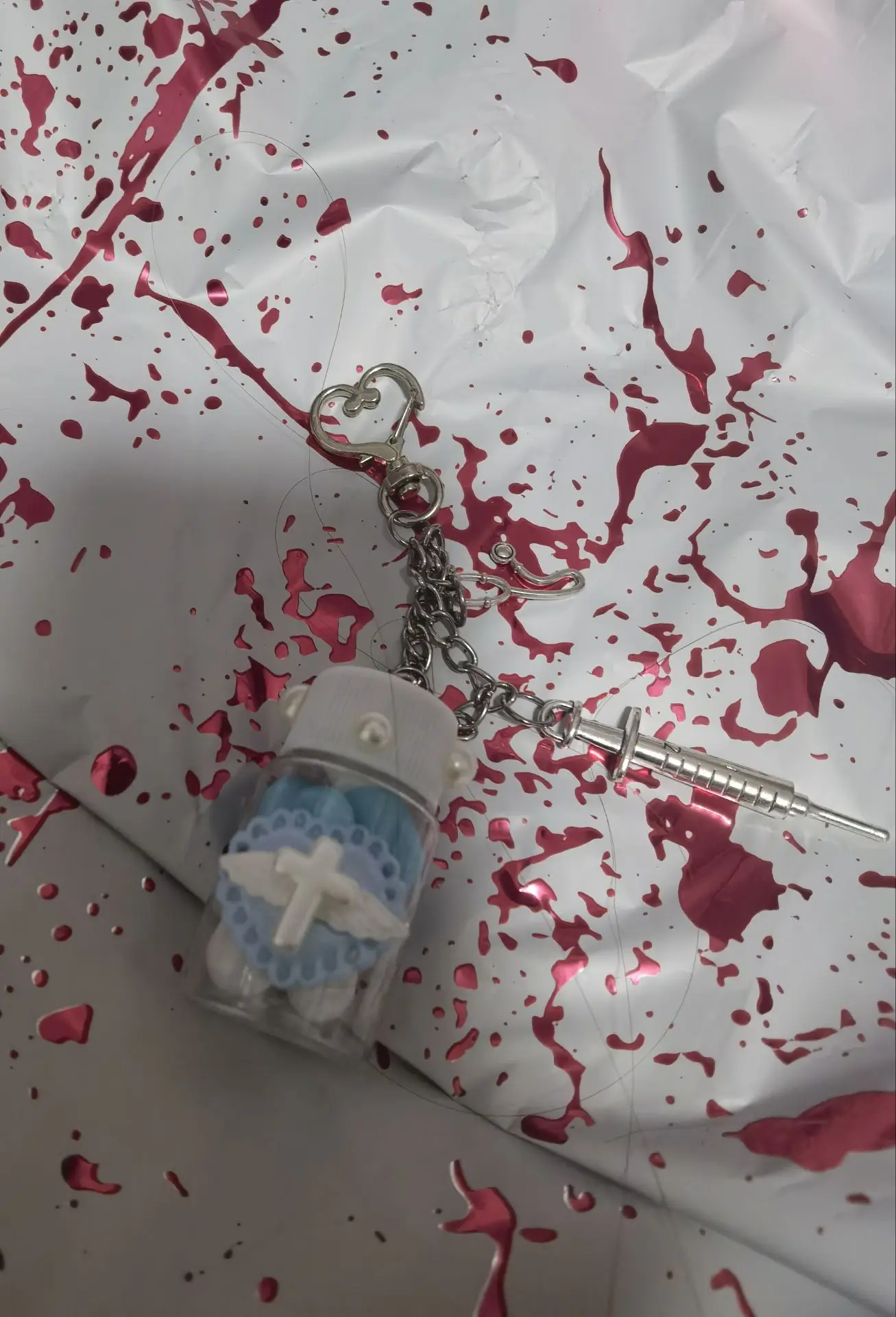 Anime Ornament Pill Syringe Multi-color Y2k Girl Boy Bag Pendant Gothic Lolita Halloween Csplay Prop Decoration Keychain