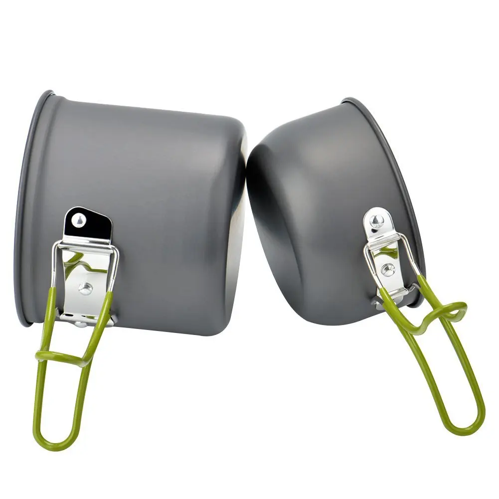 Portable Lightweight Camping Cookware Kit Aluminum Alloy Foldable Outdoor Hiking Picnic Cooking Pot Pan Travel Cutlery Utensils