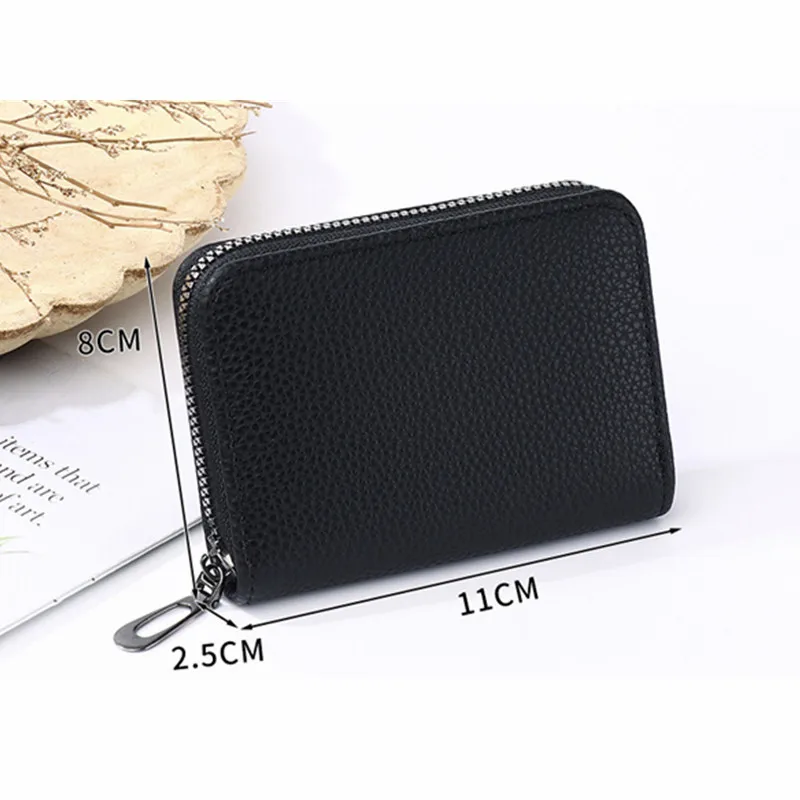 PU Leather Men Women Card Holder Small Zipper Wallet Solid Coin Purse Accordion Design Rfid ID Business Credit Card Bags