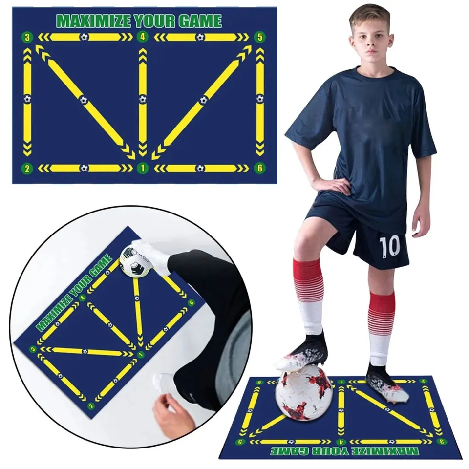 Hlayshing Football Training Mat,60 X 90 Cm Football Footstep Training Mat,Non Slip Dribble Ball Control Training Carpet Sports Mat,Soccer Training Equipment For Kids Adults Indoor