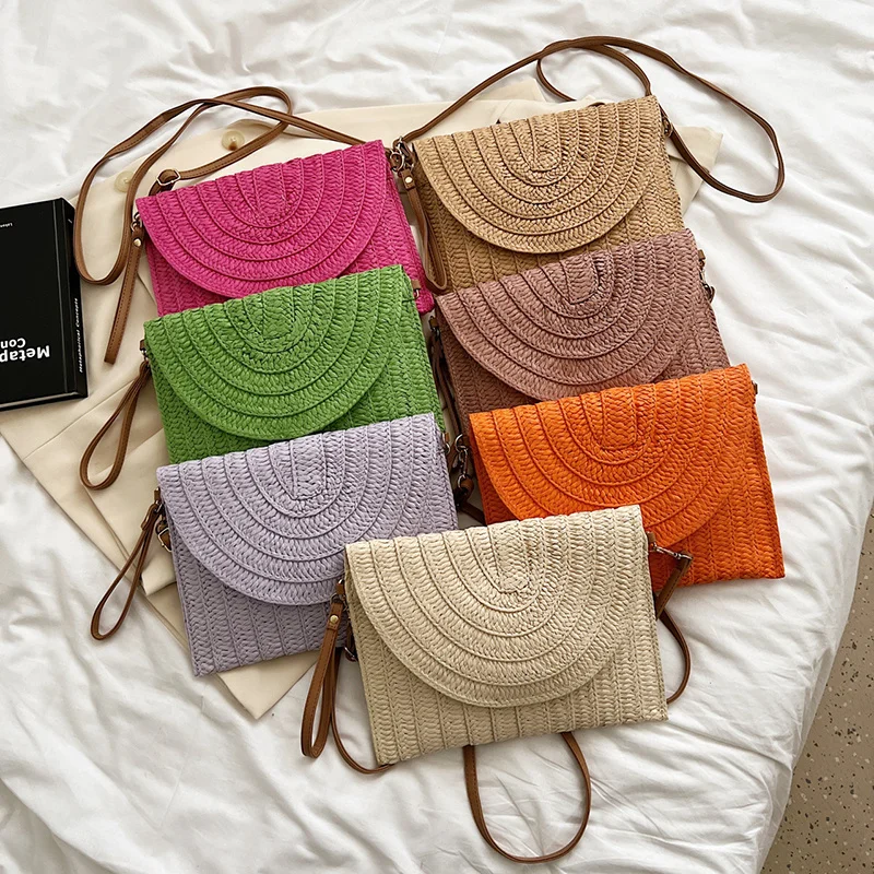 Borsa In Paglia Donna: Pochette Intrecciata Estiva Beige. Perfetta Per Spiaggia, Shopping E Feste. Fatta A Mano!