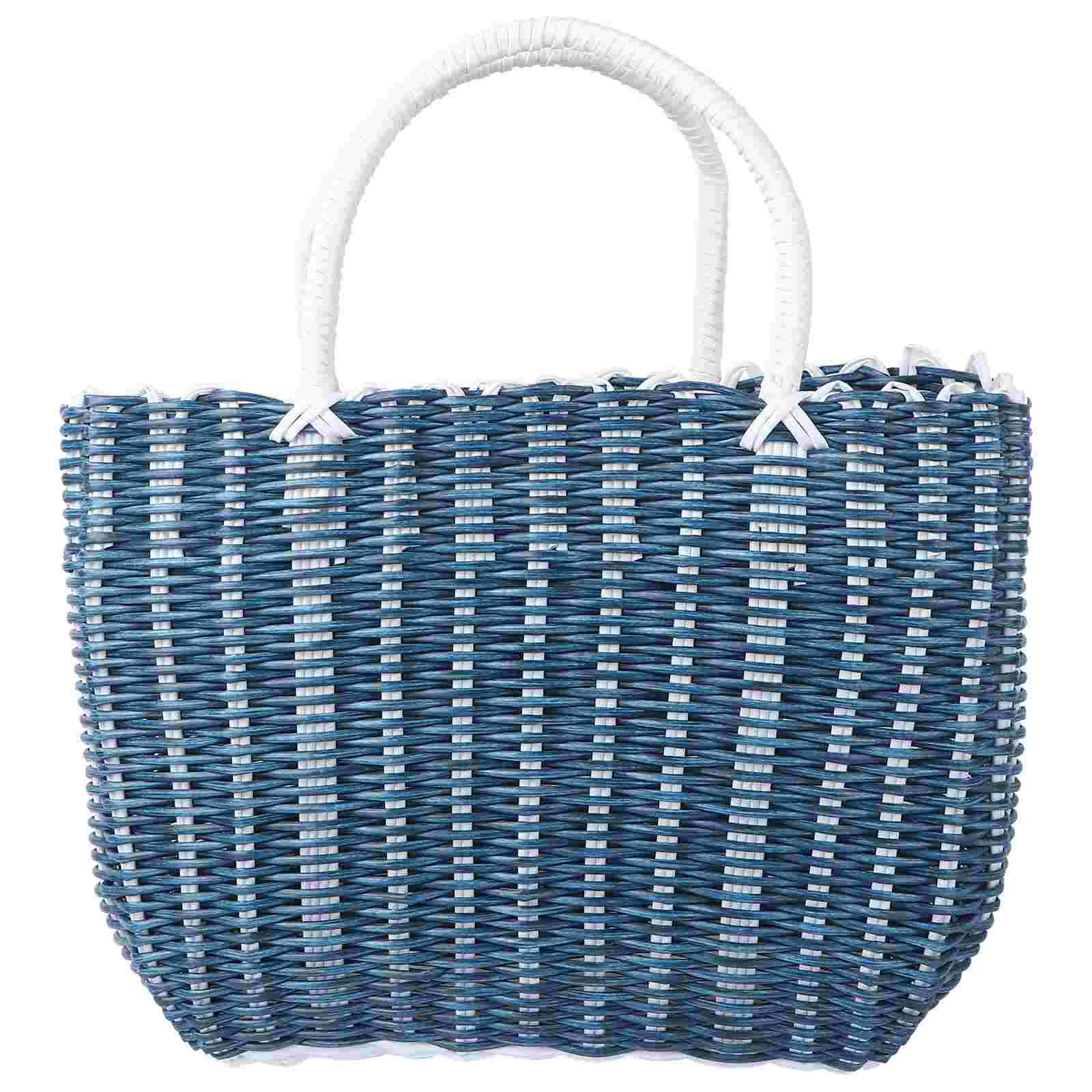 

Market Tote Woven Market Basket African Grocery Basket Shopping Basket Straw Beach Tote Bag Wicker Picnic Basket Handle