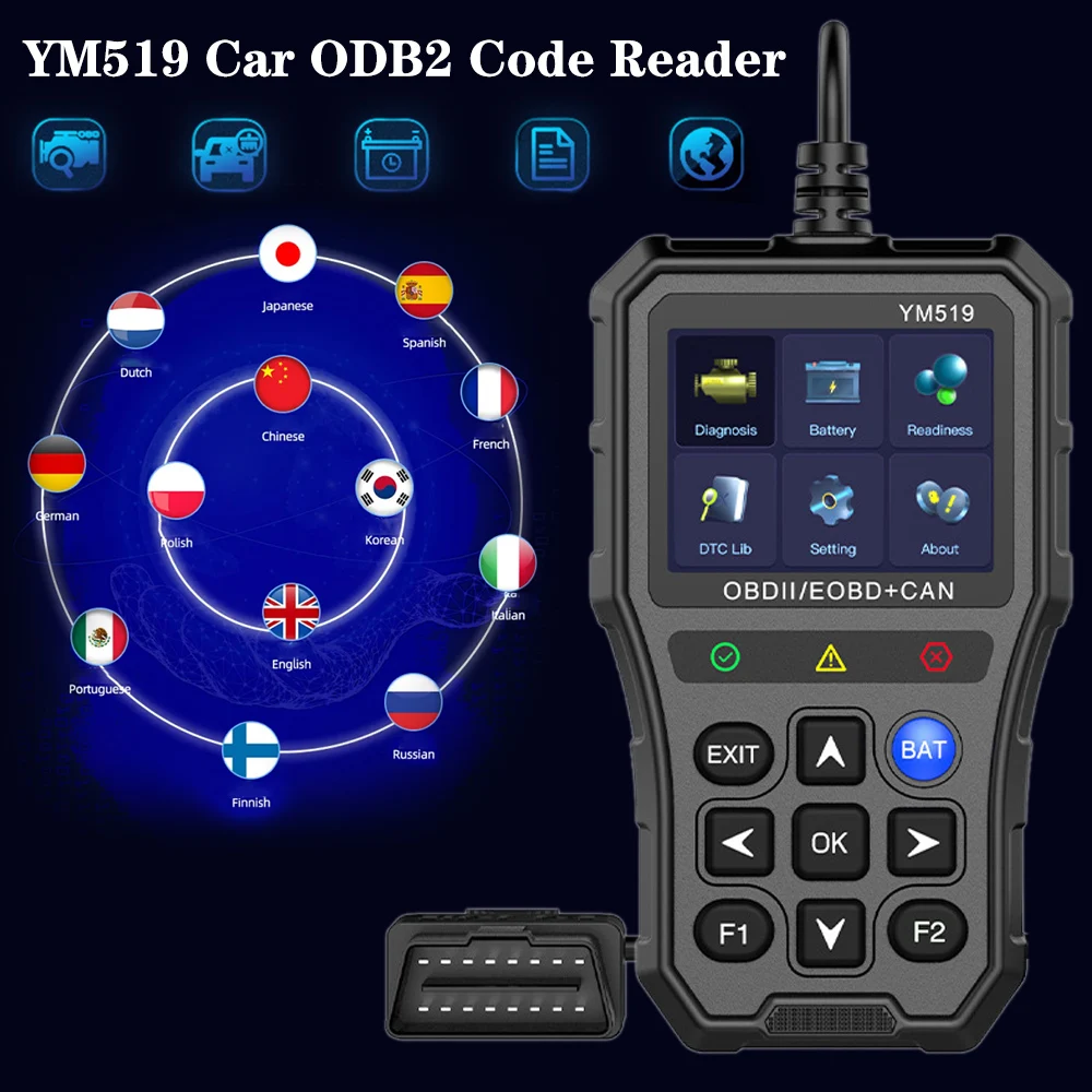 Escáner De Diagnóstico OBD2 Para Coche - Lector De Códigos De Error, Verifica Batería Y Sistema De Carga
