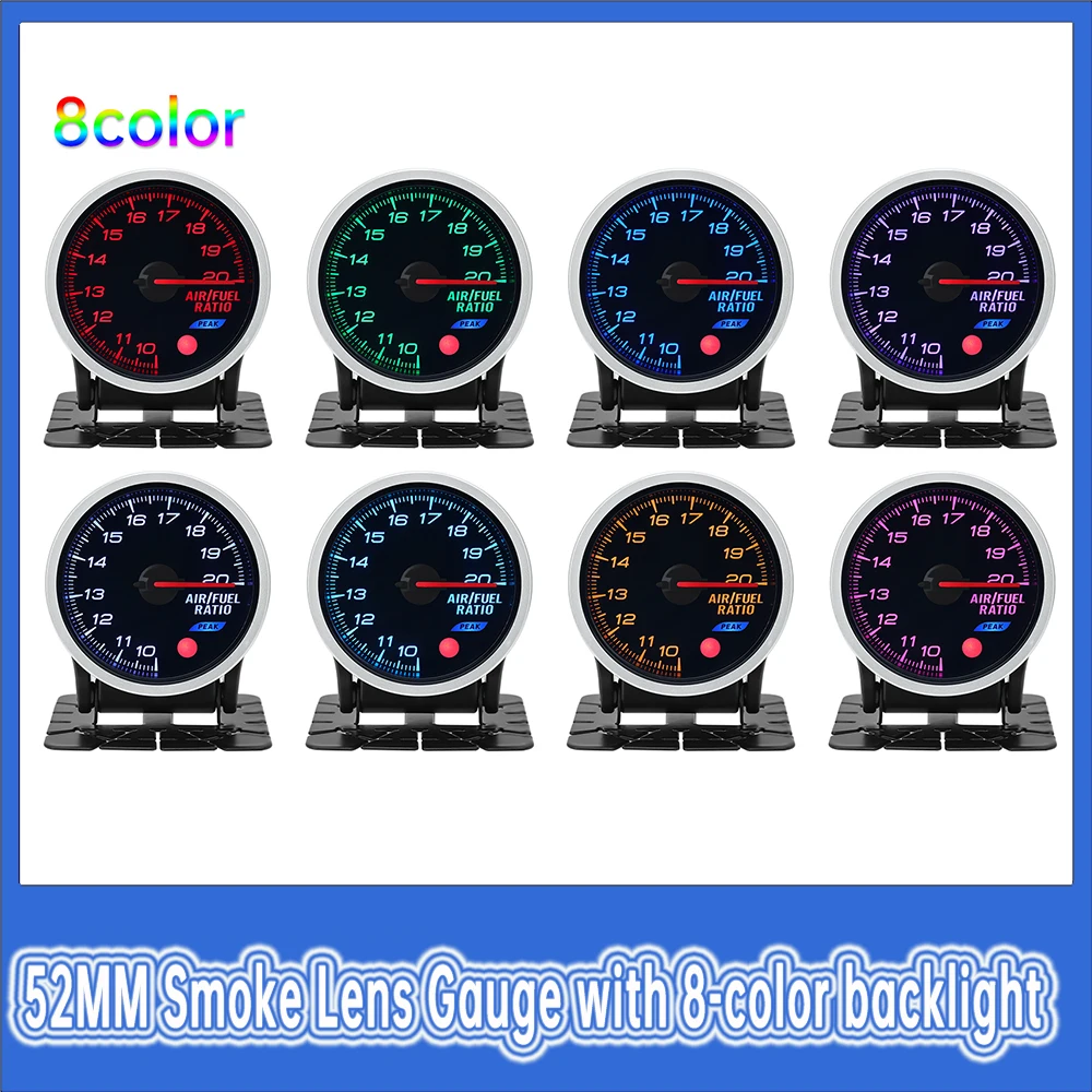 자동차 터보 부스트 계량기 오일 압력 계량기 스모크 렌즈 게이지, 2 인치 52mm, 3Bar 2Bar PSI 터보 게이지, 8 가지 색상 백라이트