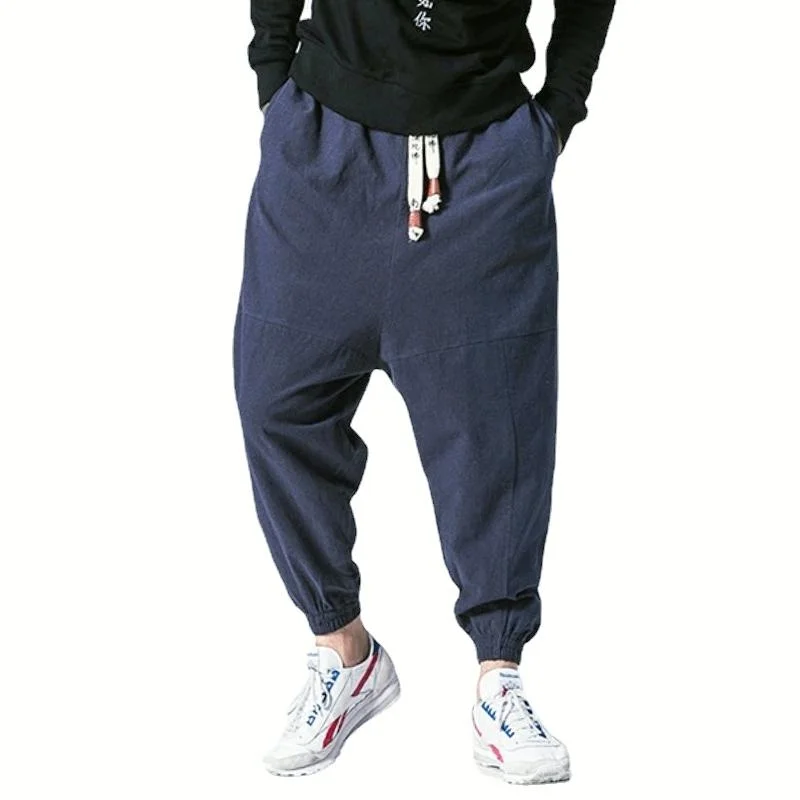 New Oversized Men Harem Pants Loose Chinese Style Cotton and Linen Sweatpants Joggers High Quality Casual Trousers Men Pants
