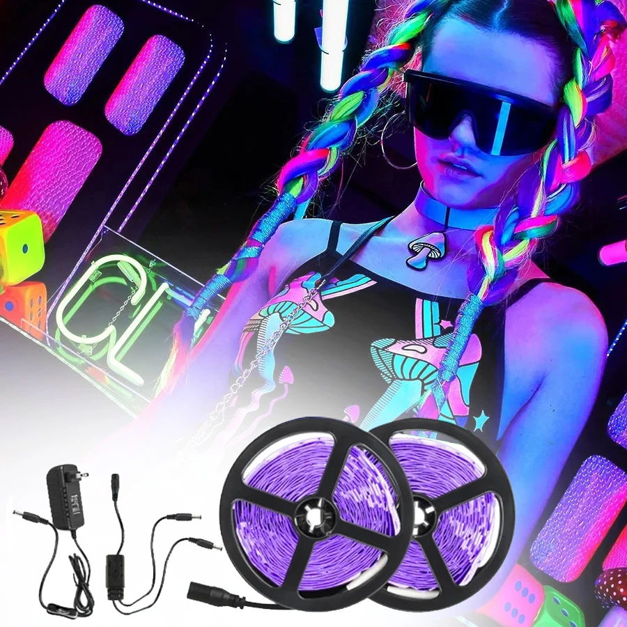 12V UV Led Strip Light 2835 SMD 395-405nm Ultraviolet LED Diode Ribbon Purple Flexible Tape Lamp for DJ Fluorescence Glow Party