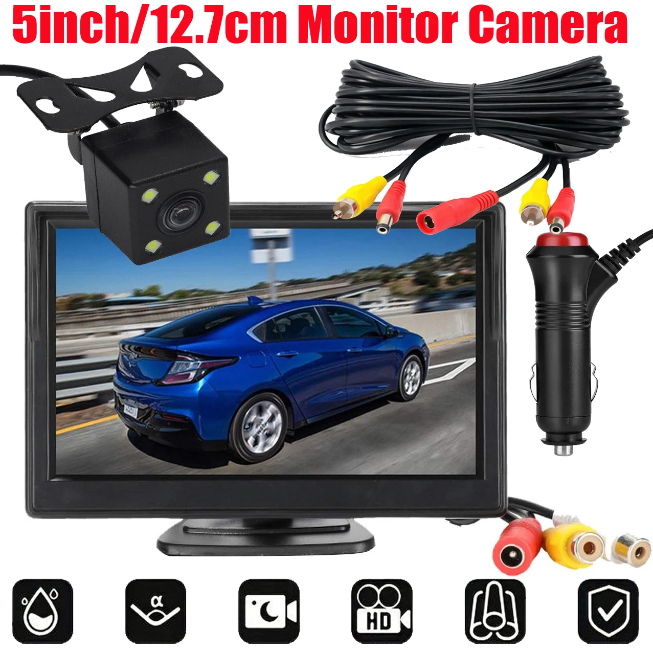 

5 inch TFT LCD Car HD Monitor Reverse Camera Security Display for Reverse Backup Parking Camera Drive Recorder