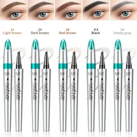 Four-Jaw Ultra-Fine Liquid Eyebrow Pencil 3D Waterproof Tip Tattoo Cosmetic Long Lasting Natural Dark Brown Liquid Eye Brow Pen 2