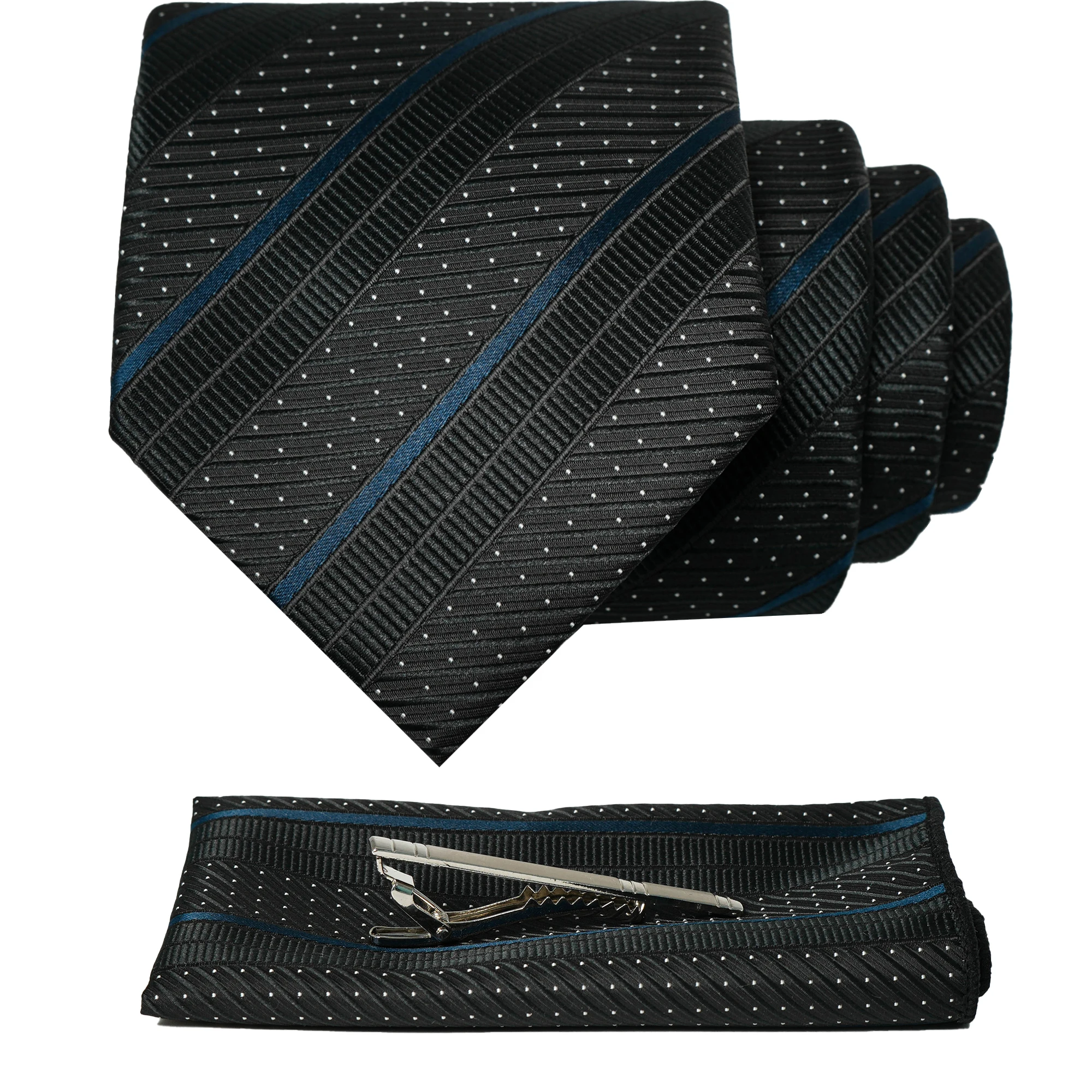 EASTEPIC Schwarz Blau Lila Rot Gestreifte Seidenkrawatte für Herren Taschentuch-Clip Geschenk Herrenkrawatte Mode Business Party Dropshipping – Detail 25