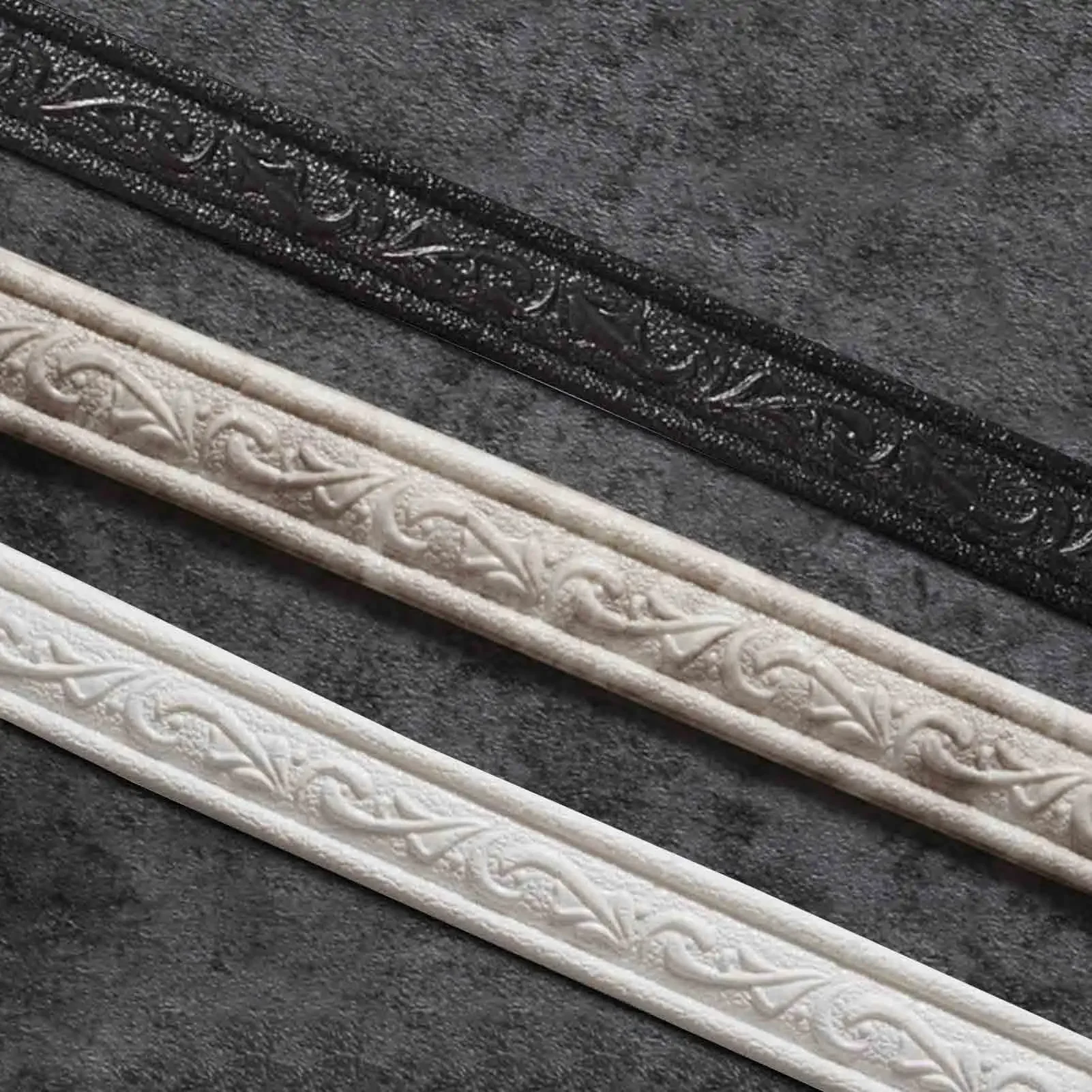 

Self Adhesive Wall Border Strip 3D Skirting Line Stickers White/Black Self Adhesive Wall Sticker For Home Bathroom Office