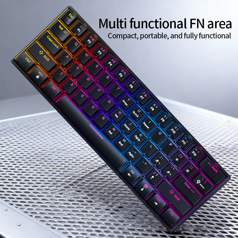Ultra-Compact RGB Backlit Gaming Keyboard - 61-Key Mini Design