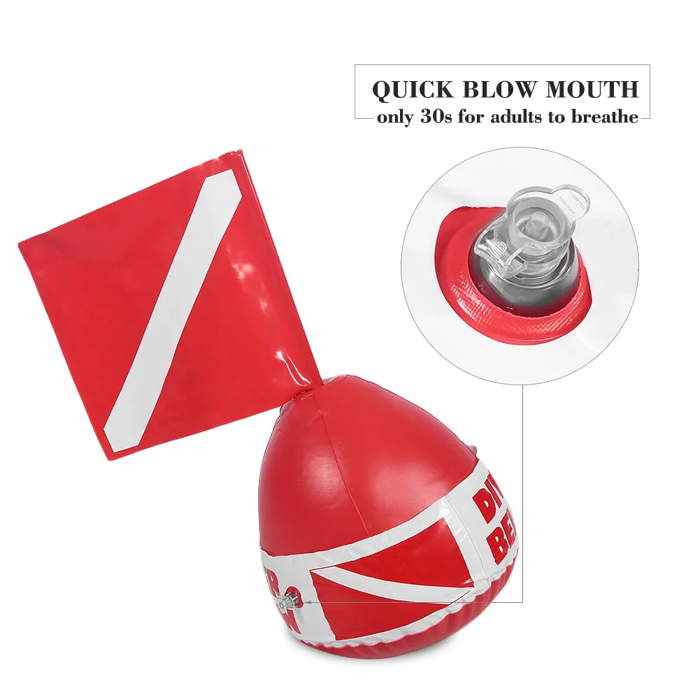 Inflatable Dive Buoy with Flag PVC Diving Surface Marker Inflatable Signal Floater Dive Bouy Ball with Flag