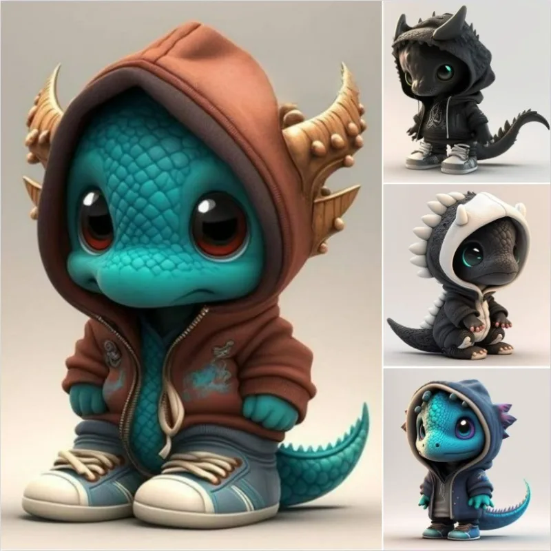 

Kawaii New Dinosaur Halloween Elf Decoration Handmake Resin Dinosaur Toy Figurines for Home Office Desktop Decor Car Display