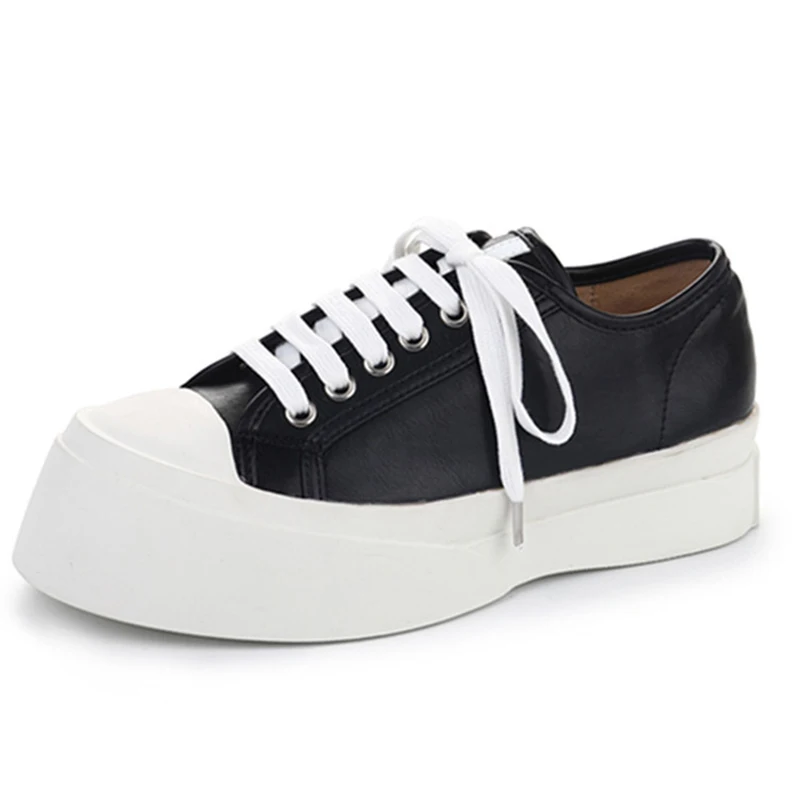 

Spring Autumn New Korean Style Height Increasing Sewing Cross-tied Genuine Leather Women Pumps Casual Ladies Sneakers Shoes