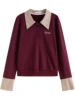 DUSHU Ankola Red Fake Two-piece Long-sleeved Sweatshirt 2025 Spring New Design Commuter Retro Style Top Chic Shirt 25DS81073 4