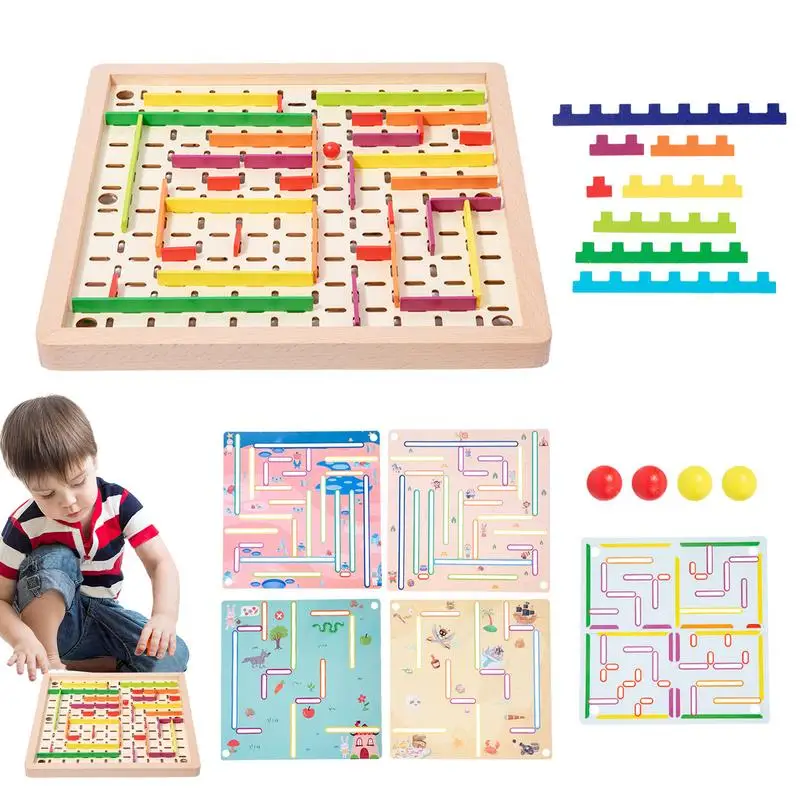 

Large Wooden Labyrinth Disassembly DIY Route Table Maze Wooden Labyrinth Fine Motor Training Sensory Logic Balance Board