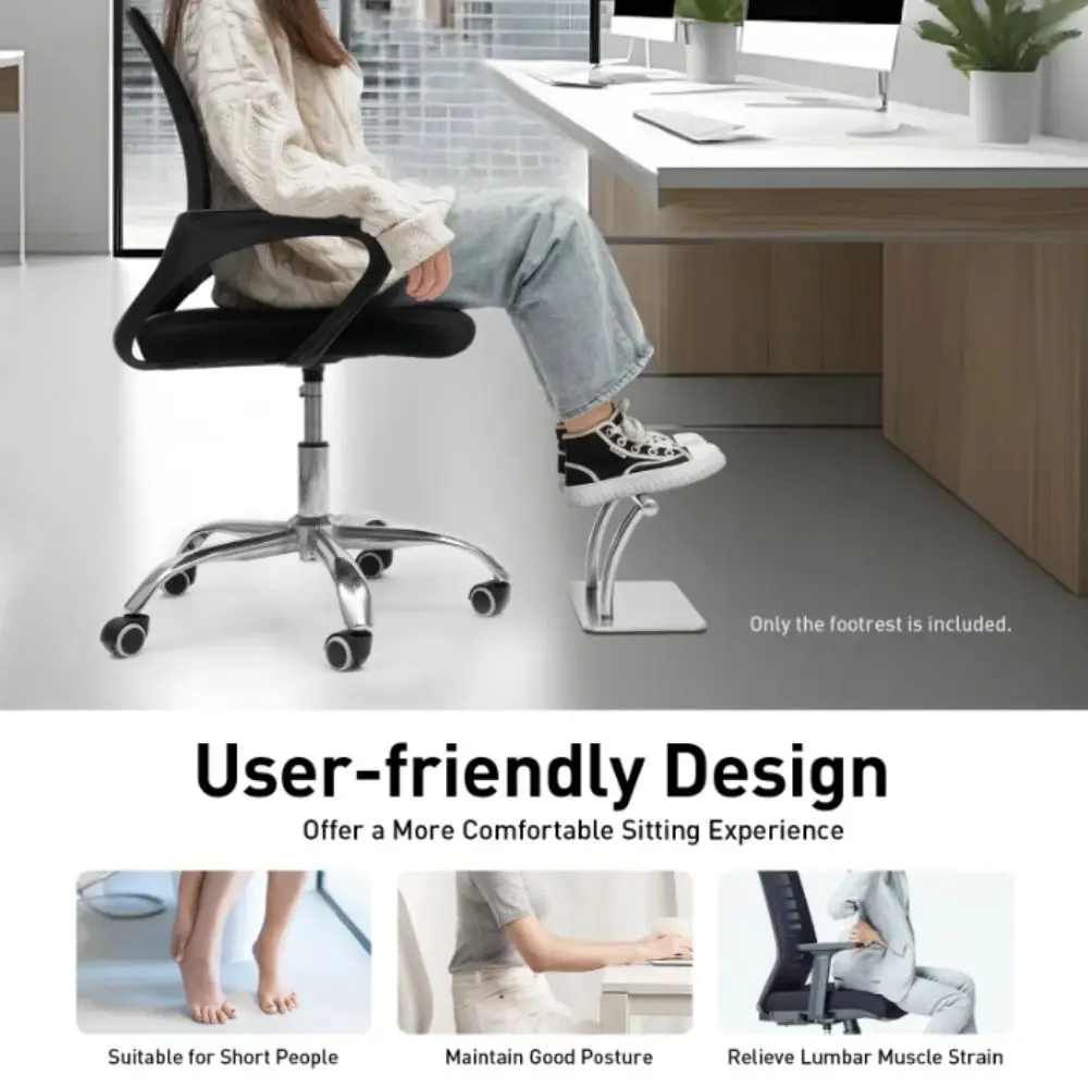 Stainless Steel Foot Rest Comfortable Pedal Mobile Footrest Chair Accessory Parts Ergonomic Design Stable Universal