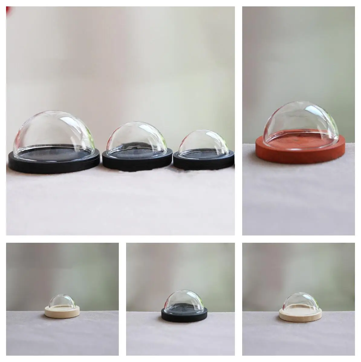 50/100X 12/20/25/30/40mm 반구형 유리 디스플레이 돔 클로슈 나무 받침대 장 디스플레이 돔 케이스 글로브 인형집 장식