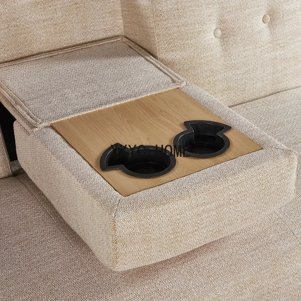 HomSof Multi-Functional Sofa Sleeper Ottoman Pull Out Drawer, Fold Out Couch Bed with Side Two-Tier Storage Rack, Beige