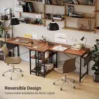 L Shaped Desk, 40 Computer Desk with Reversible Storage Shelves Home Office Corner Desk Study Writing Gaming Table, Brown 4