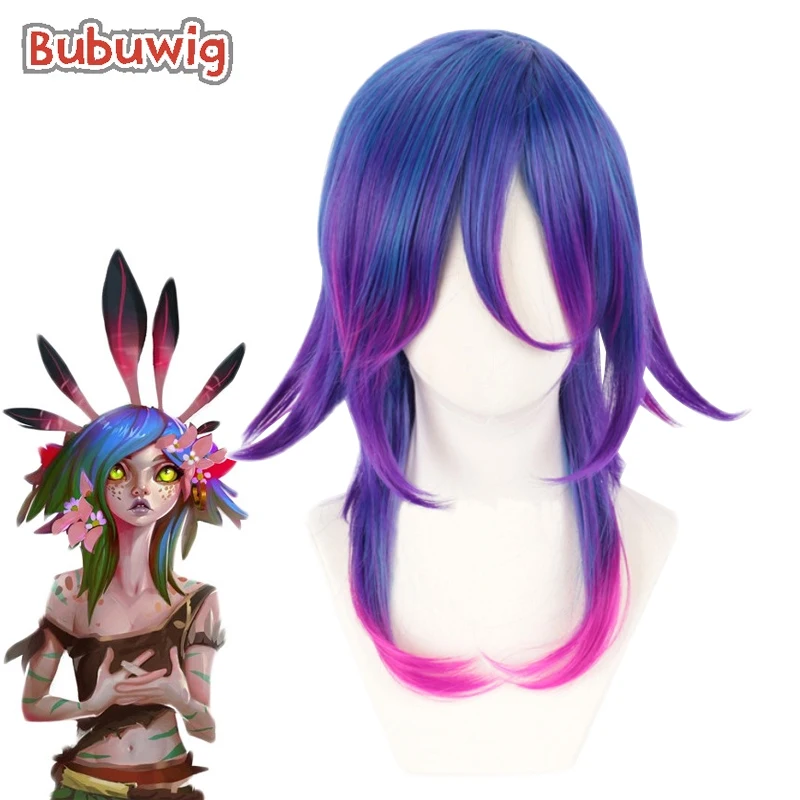 

Bubuwig Synthetic Hair Neeko Cosplay Wigs Draculaura Game Lol Star Guardian Neeko 40cm Blue Mixed Hot Pink Wig Heat Resistant