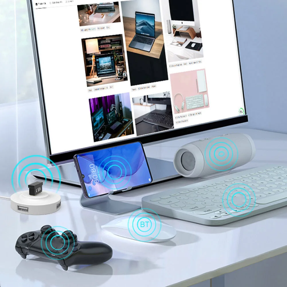 USB 블루투스 호환 5.3 어댑터 지원 Windows 11/10/8.1 데스크탑 PC 노트북용 BT 오디오 송신기 음악 수신기 어댑터