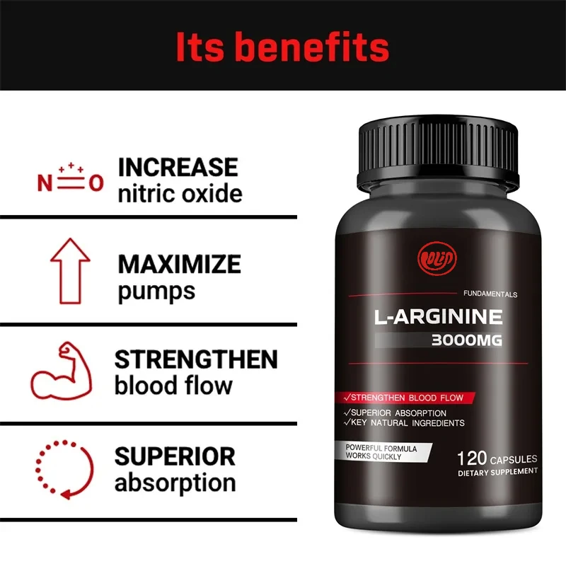L-Arginine Capsules-Boosts Muscle Mass, Energy, Endurance, Improve Blood Circulation
